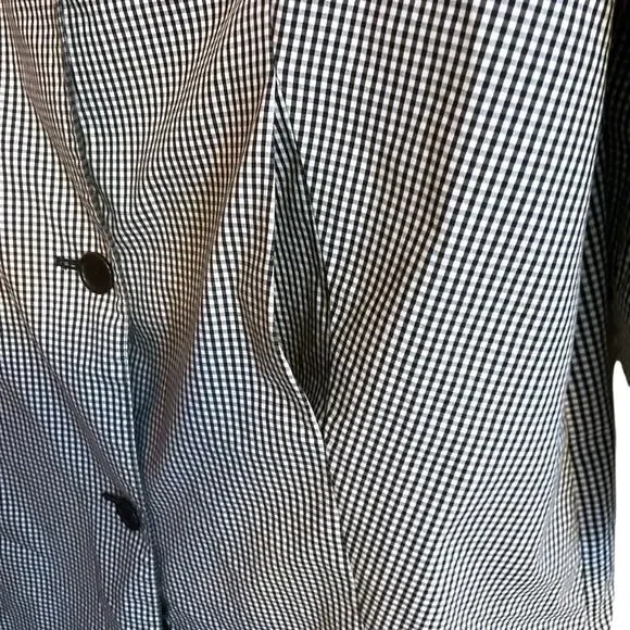 Women's Black White Gingham Rain Jacket Coat Size M - Picture 7 of 12